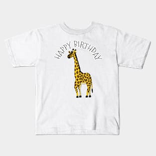 Giraffe Happy Birthday Wildlife Safari Animal Lover Kids T-Shirt
